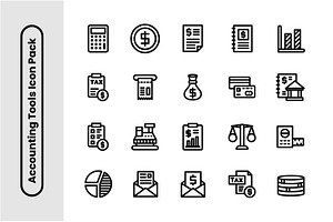 Accounting Tools Thick Line Icon Set, an Icon by Decta Store