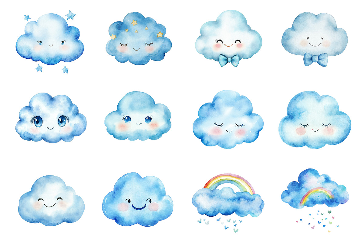 Blue Emoticon Cloud, an Illustration by Design Market (Photo 3 of 4)