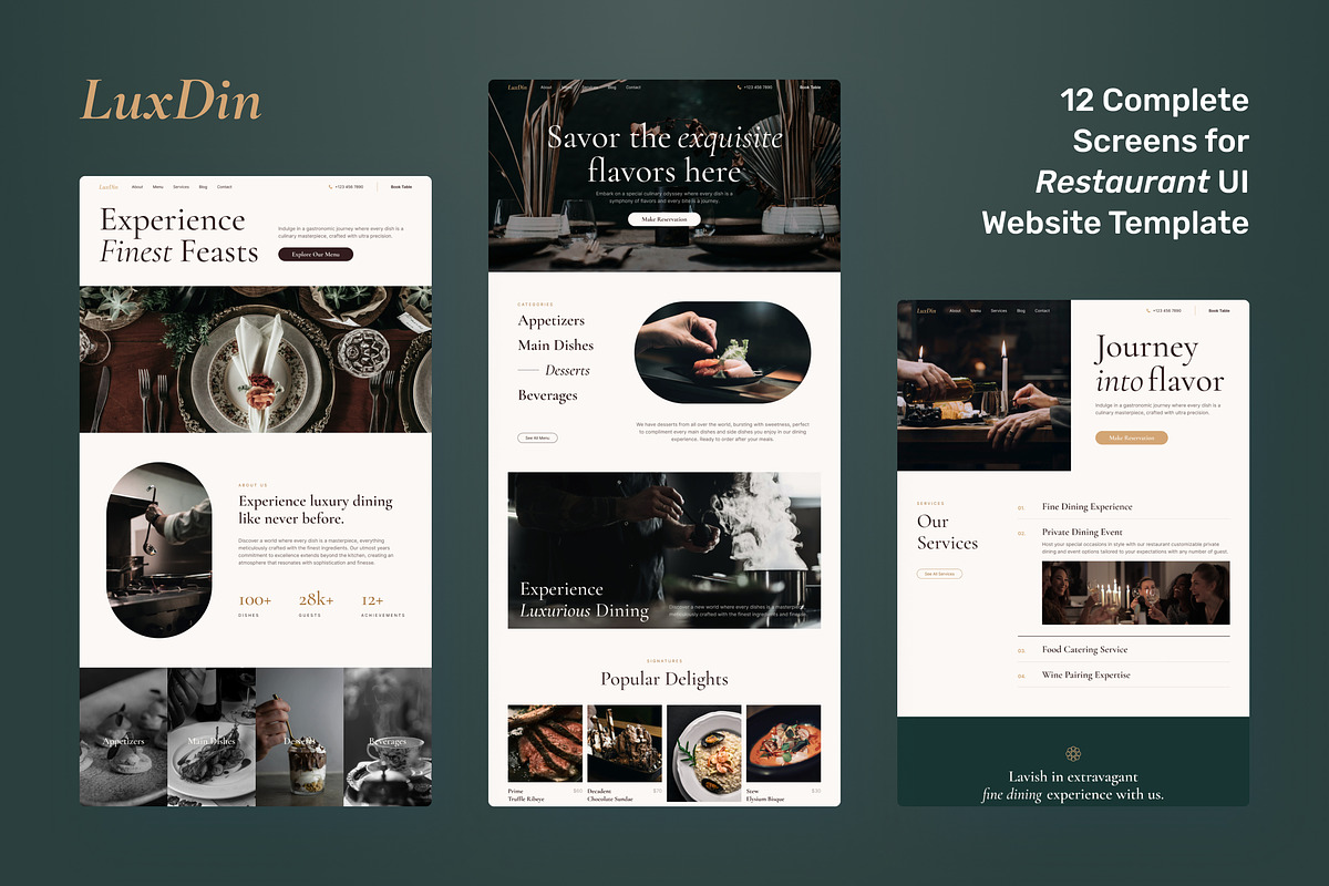 LuxDin - Restaurant Website, an UI Kit Template by peterdraw (Photo 2 of 9)