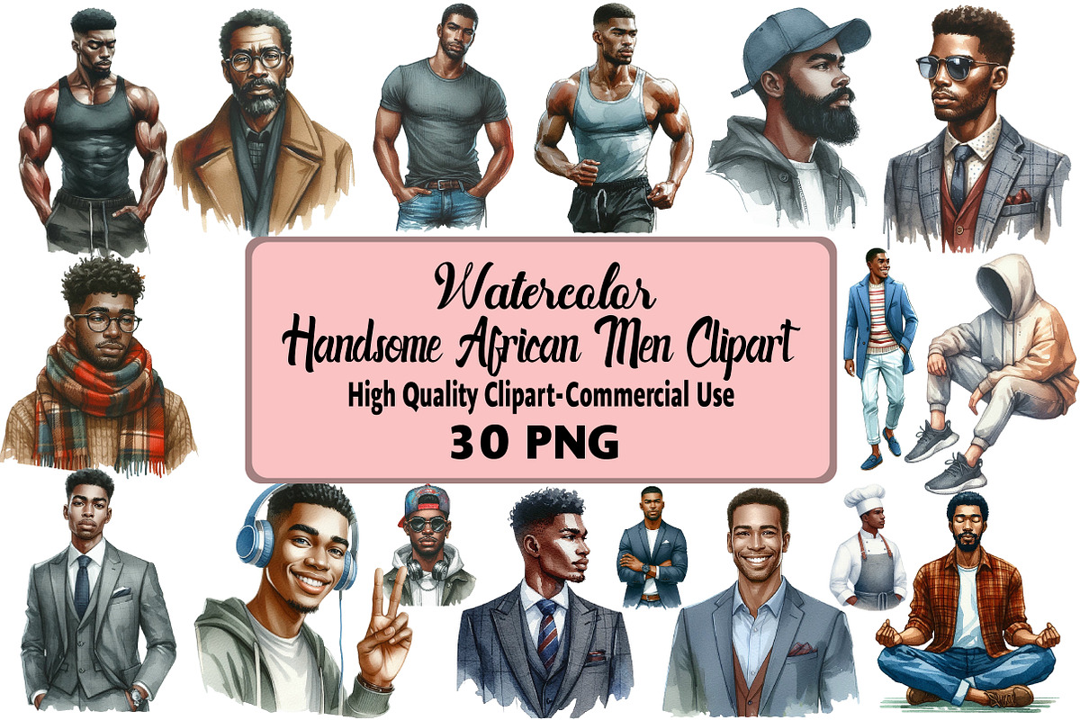 Handsome African Men Clipart, an Illustration by Daily.Designs (Photo 1 of 5)