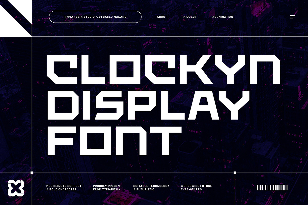 Clockyn - Futuristic & Bold Expanded, a Sans Serif Font by Typia Nesia (Photo 1 of 11)
