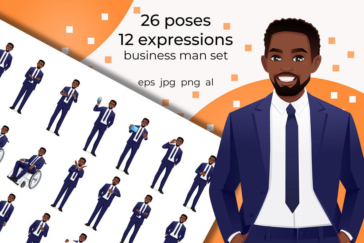 Business African American man kit, a Person Illustration by Volha Hlinskaya (Photo 1 of 6)