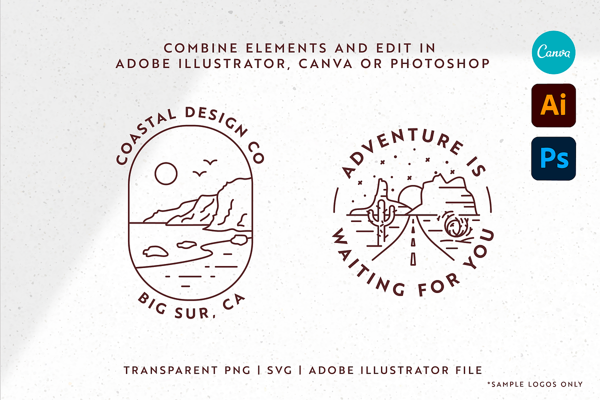 Outdoor Line Art Graphic Set, a Branding & Logo Template by Ellen Carty Design (Photo 9 of 12)