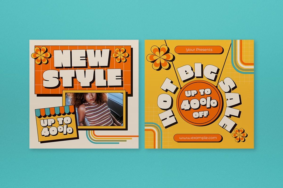 Yellow Retro Fashion Sale Banner, an UI Kit Template by graphicook (Photo 3 of 5)