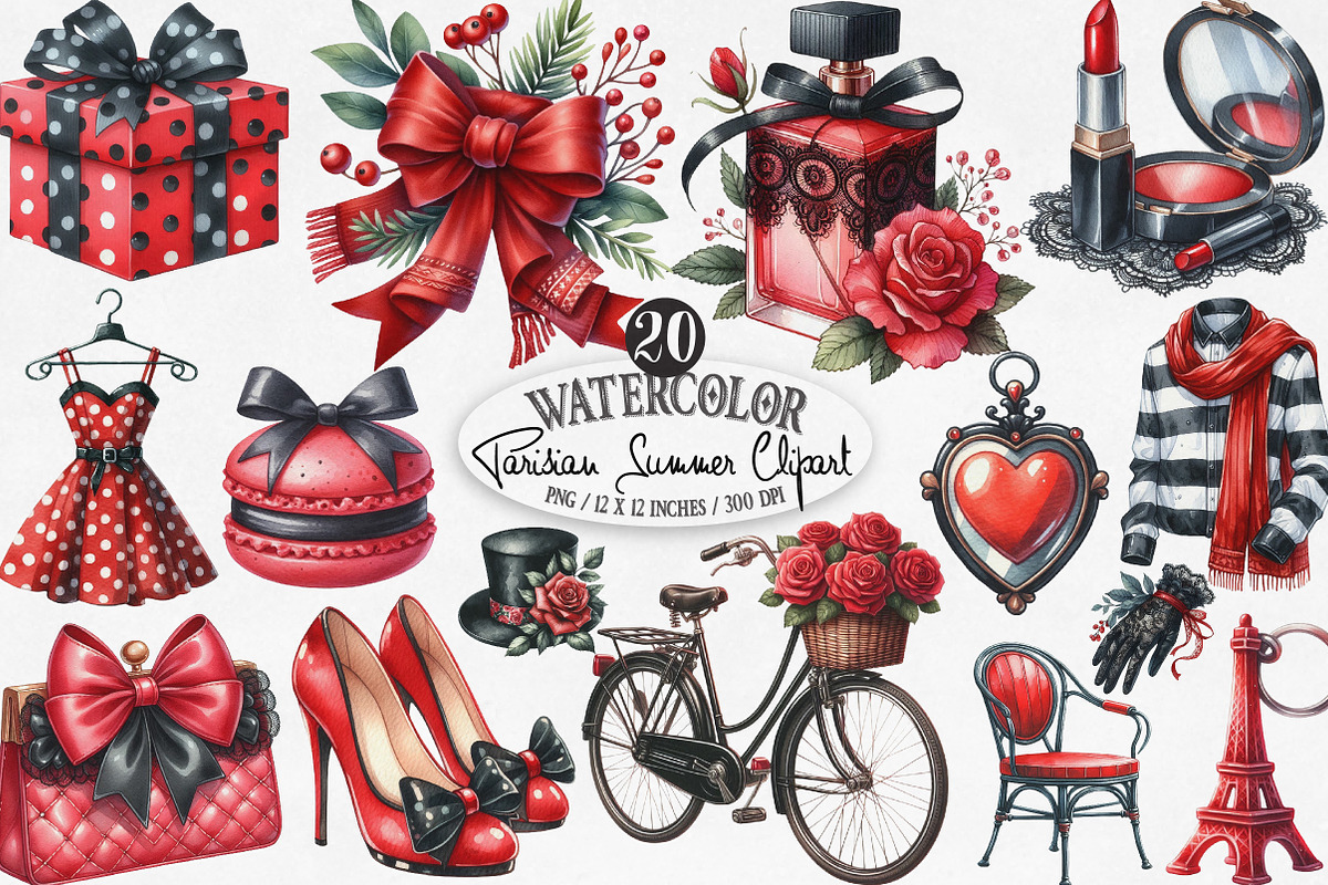 Parisian Summer Clipart, an Illustration by Designking (Photo 1 of 4)