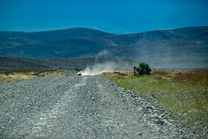 Dirt road crossing steppe patagonia andes landscape, gualjaina,, a Nature Photo by DanFLCreativo