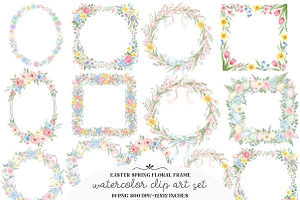Easter spring floral frame Clipart, an Illustration by GatewayDesign