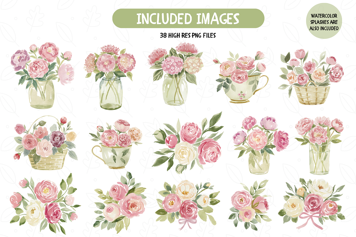 Watercolor Blush Rose Clipart, an Illustration by TatiMockup (Photo 3 of 5)