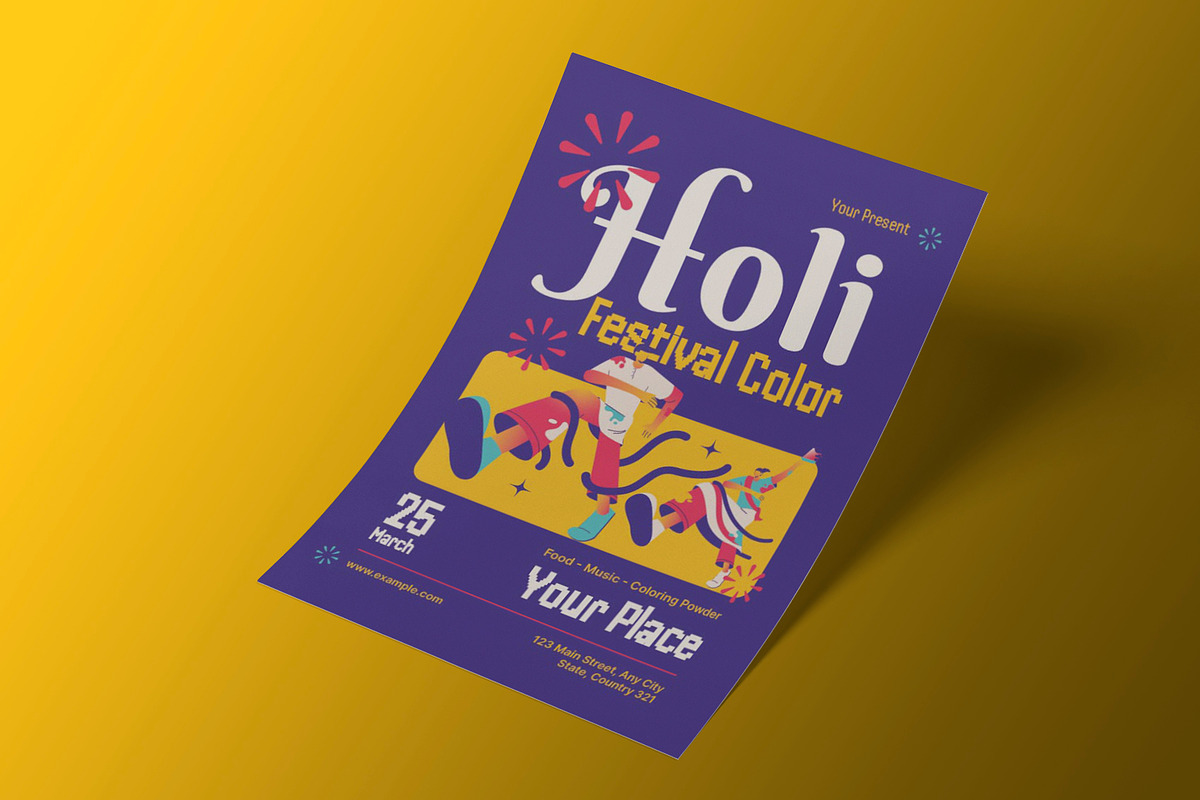 Purple Holi Festival Color Flyer, a Flyer Template by Neermana (Photo 2 of 4)