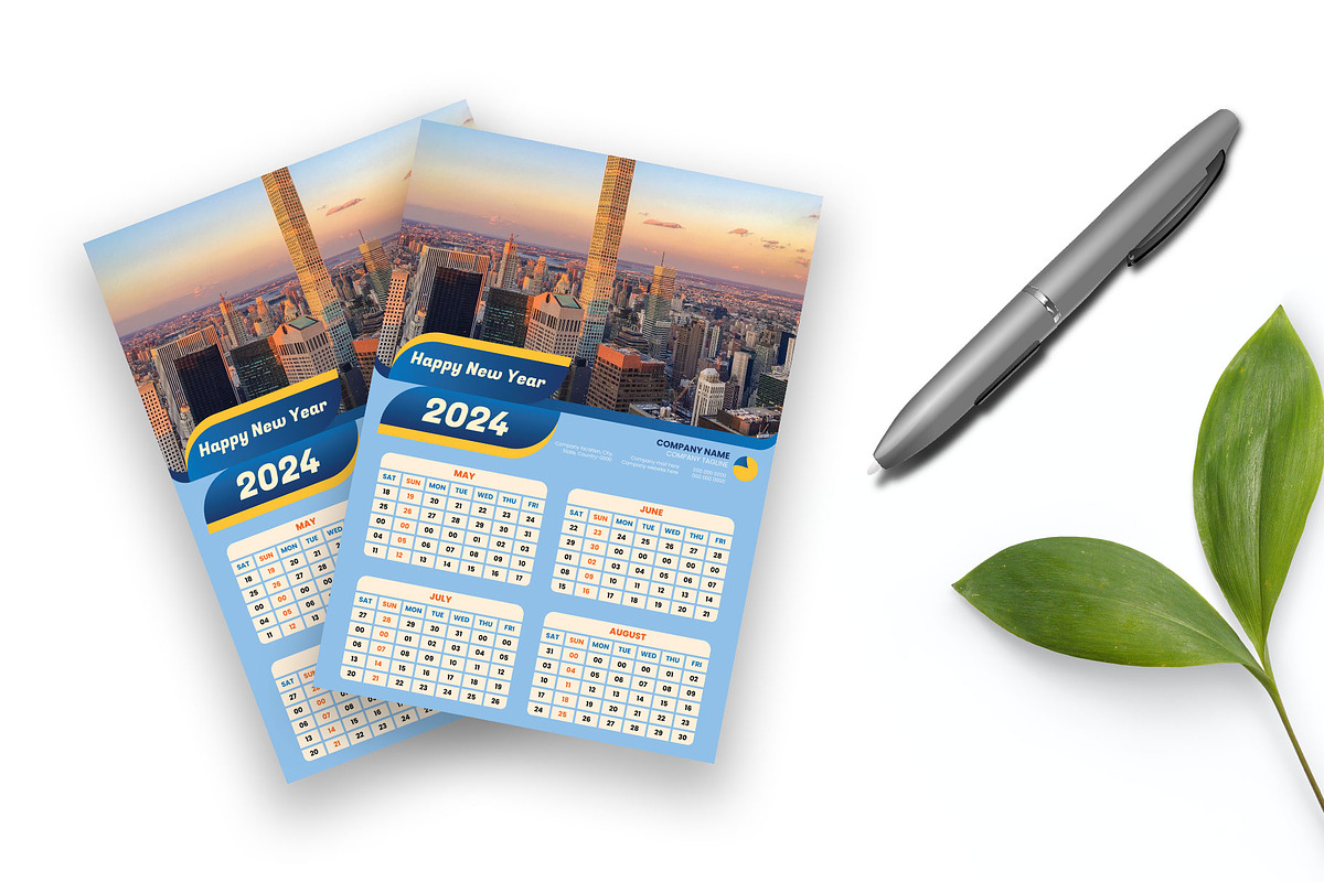 Modern Wall Calendar Design 2024, a Stationery Template by Annudesign (Photo 5 of 8)