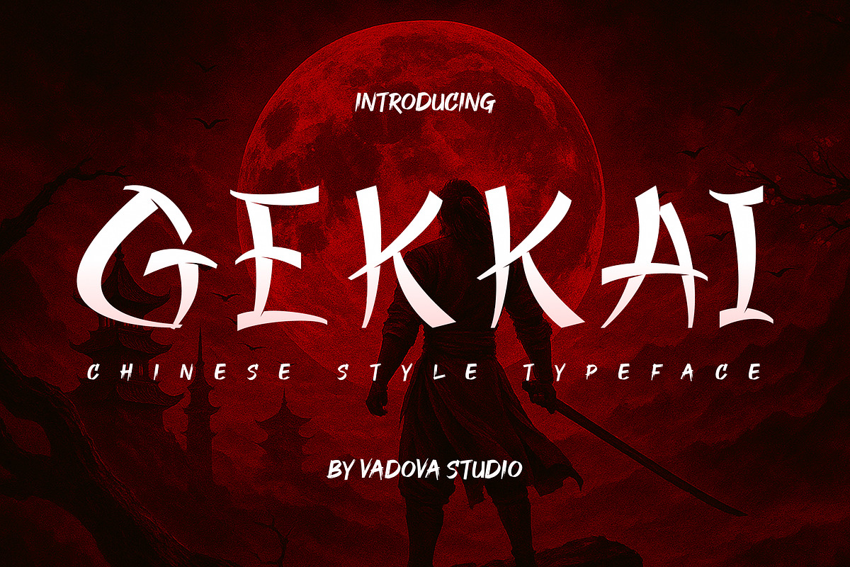 Gekkai Chinese Style Typeface Font, a Sans Serif Font by Vadovastd (Photo 1 of 7)