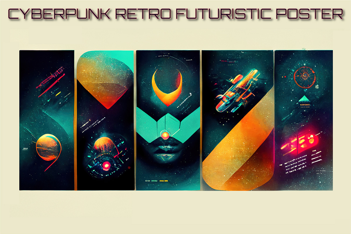 Cyberpunk retro futuristic poster, a Print Template by ZinetroN (Photo 4 of 10)