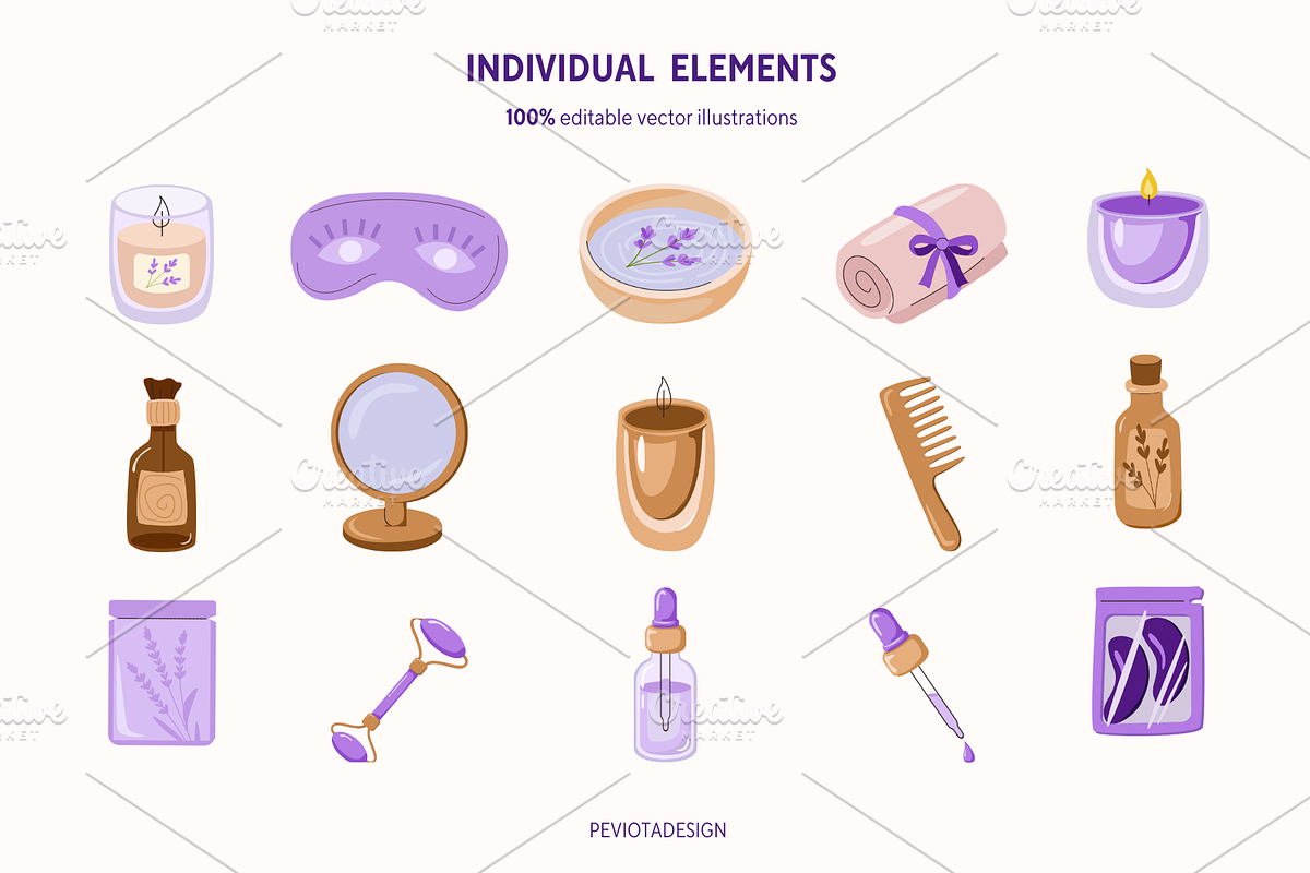 Lavender spa and beauty collection, a Healthcare Illustration by Peviotadesign (Photo 5 of 11)