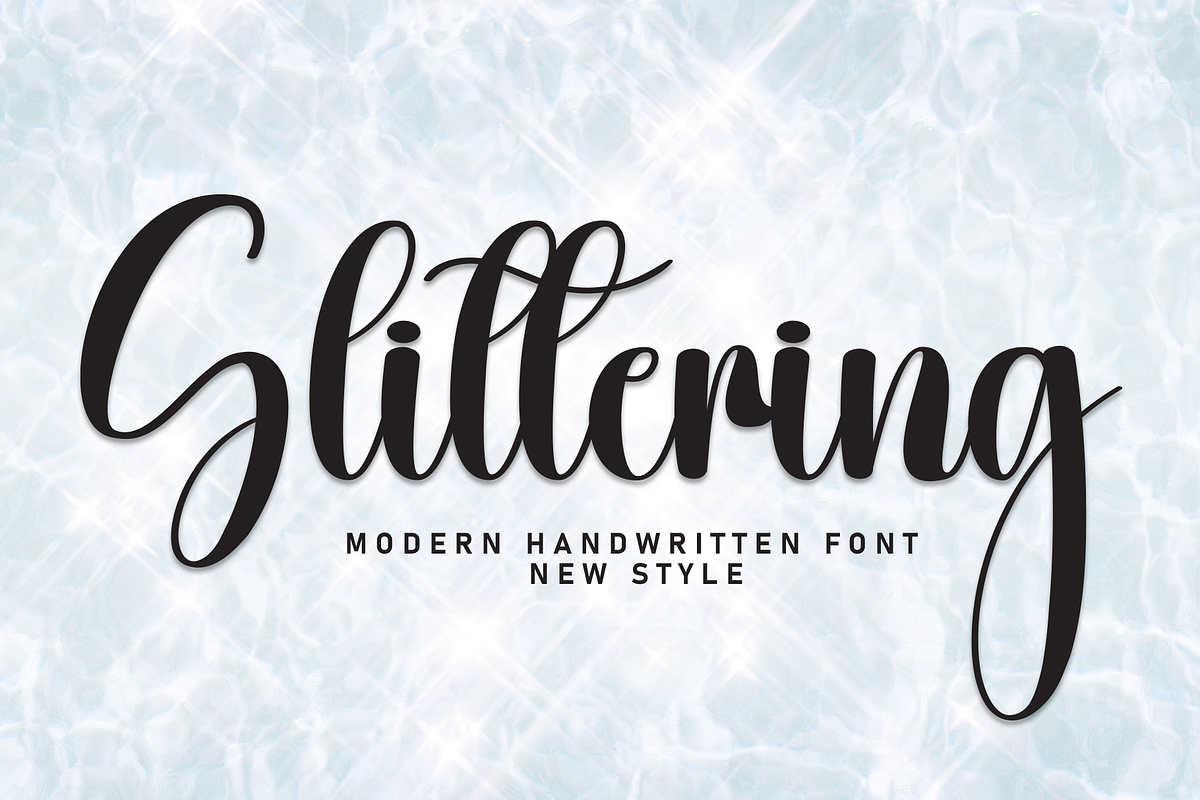Glittering | Script Font, a Handwritten Font by Scratchones (Photo 1 of 8)