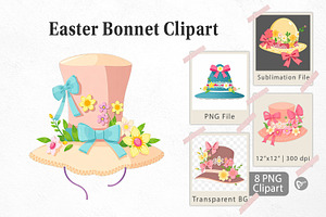 Easter Bonnet Clipart, a Graphic by Artnoy