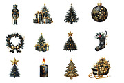 Luxury Black Christmas Clipart, an Illustration by Designworld (Thumbnail 4 of 6)