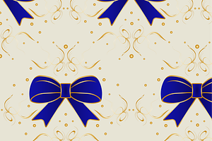 Elegant pattern with blue bow, a Decorative Illustration by JYa_Design