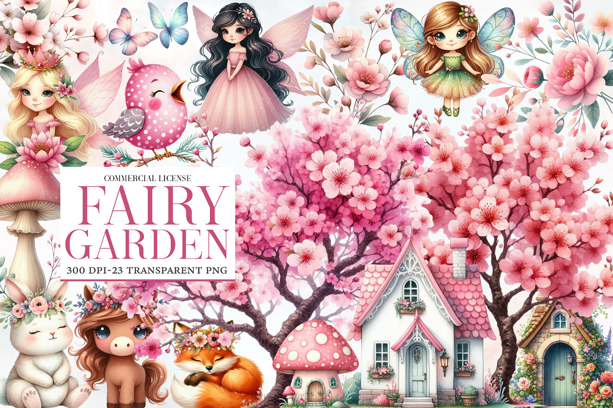 Fairy garden clipart, an Illustration by Designworld (Photo 1 of 6)