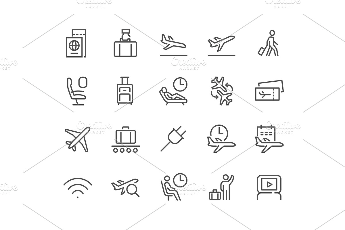 Line Airport Icons, a Technology Illustration by Davooda
