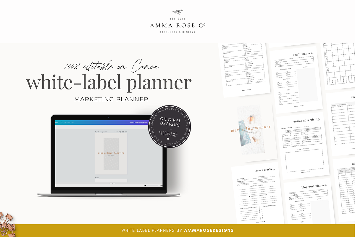 White Label Marketing Planner, a Stationery Template by ammarosedesignsllc (Photo 1 of 10)