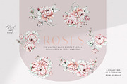 Watercolor Roses Clipart, an Illustration by WalaPalette (Thumbnail 3 of 11)