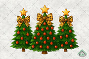 Coquette Christmas Trees Leopard Bow, an Illustration by Craft Nest (Thumbnail 1 of 6)