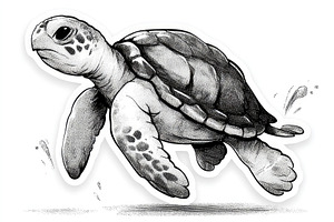 Cute sea turtle doodle sticker illustration, an Animal Photo by José Manuel Gelpi
