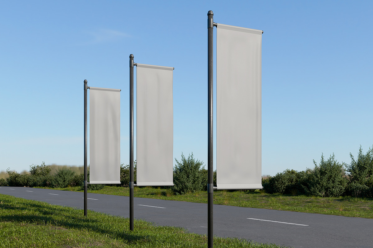 Standing Flag Mockup, an Advertising Mockup by mockupbuys (Photo 2 of 5)