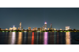 Boston skyline reflecting across the, an Architecture Photo by Leonid Andronov