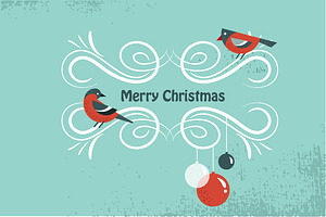 3 Christmas winter cards with birds, a Texture Illustration by Marish