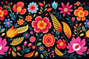 Mexican Floral Pattern. 25 Bundle