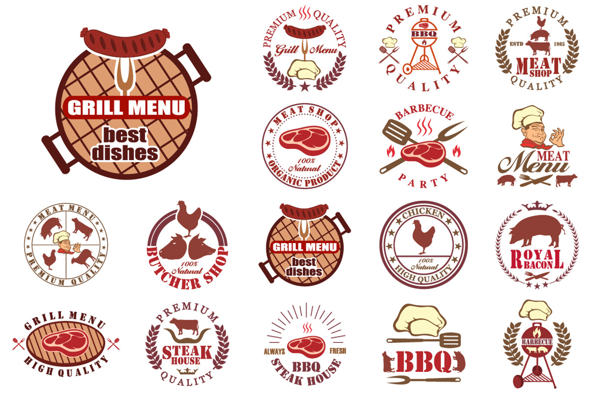 Set of meat emblems, a Graphic by Tomass2015 (Photo 2 of 5)