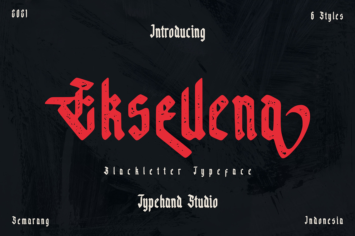 Eksellena - Blackletter Display, a Blackletter Font by Typehand Studio (Photo 1 of 14)