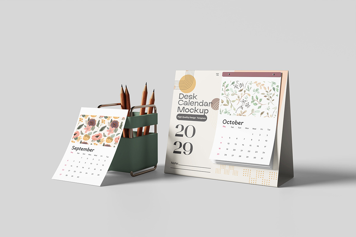 Realistic Desk Calendar Mockup, an Advertising Mockup by bimockup (Photo 4 of 6)