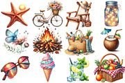 Watercolor Cozy Summer Clipart, an Illustration by Sublimation Artist (Thumbnail 2 of 6)