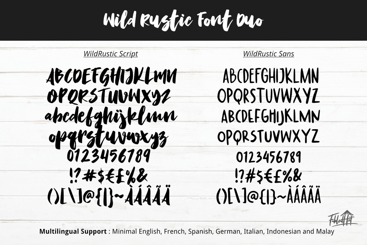 Wild Rustic Fonts and Illustrations, a Script Font by FabledHut (Photo 2 of 8)