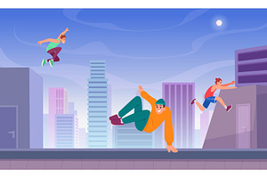 Parkour background. City landscape, a Sport Illustration by Onyx
