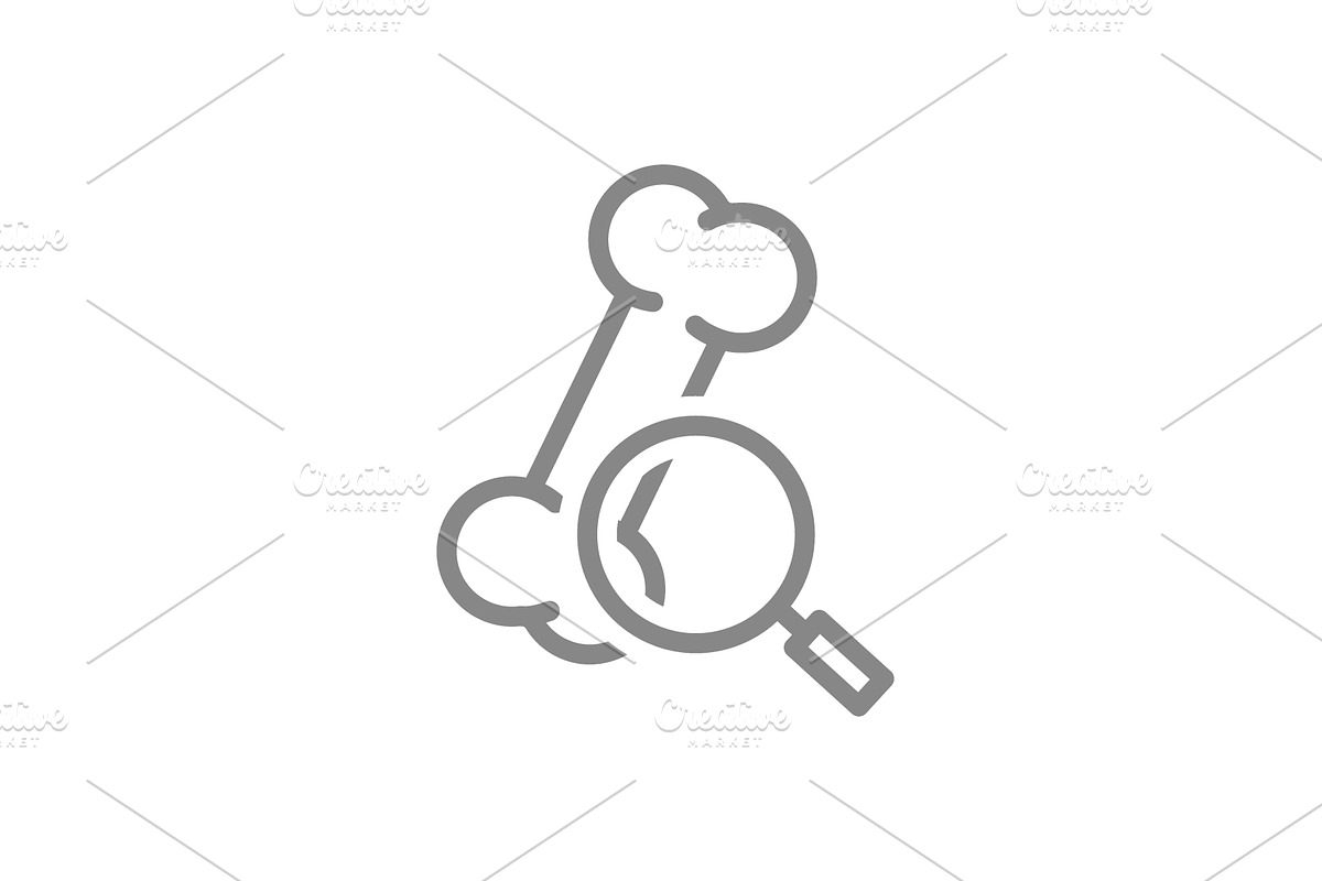 Human bone with magnifying glass, an Object Illustration by GraphiShop