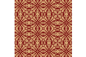 Orient Damask Seamless Vector Red