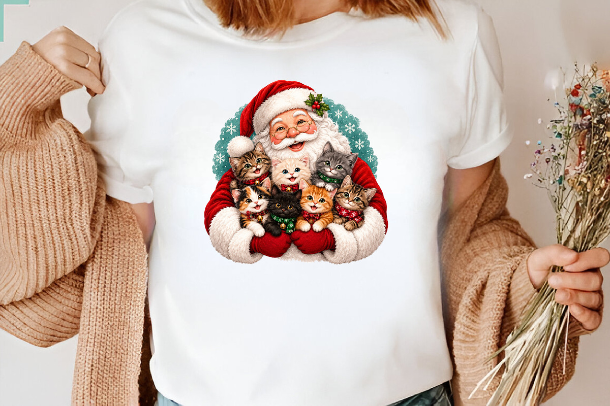 Santa Cat Christmas Sublimation PNG, a Seasonal Illustration by CraftArtStudio (Photo 3 of 4)