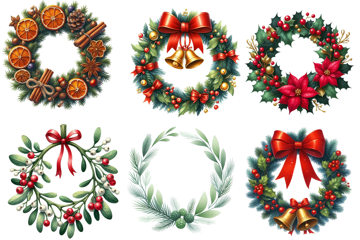 Christmas Garlands Sublimation Clipa, an Illustration by Designworld (Photo 2 of 5)