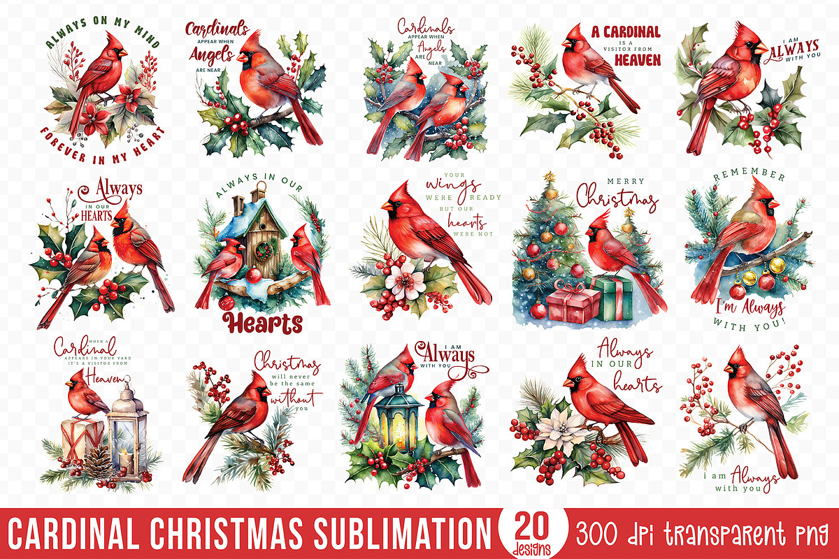 Cardinal Christmas PNG Bundle, a Graphic by CraftlabSVG (Photo 1 of 15)
