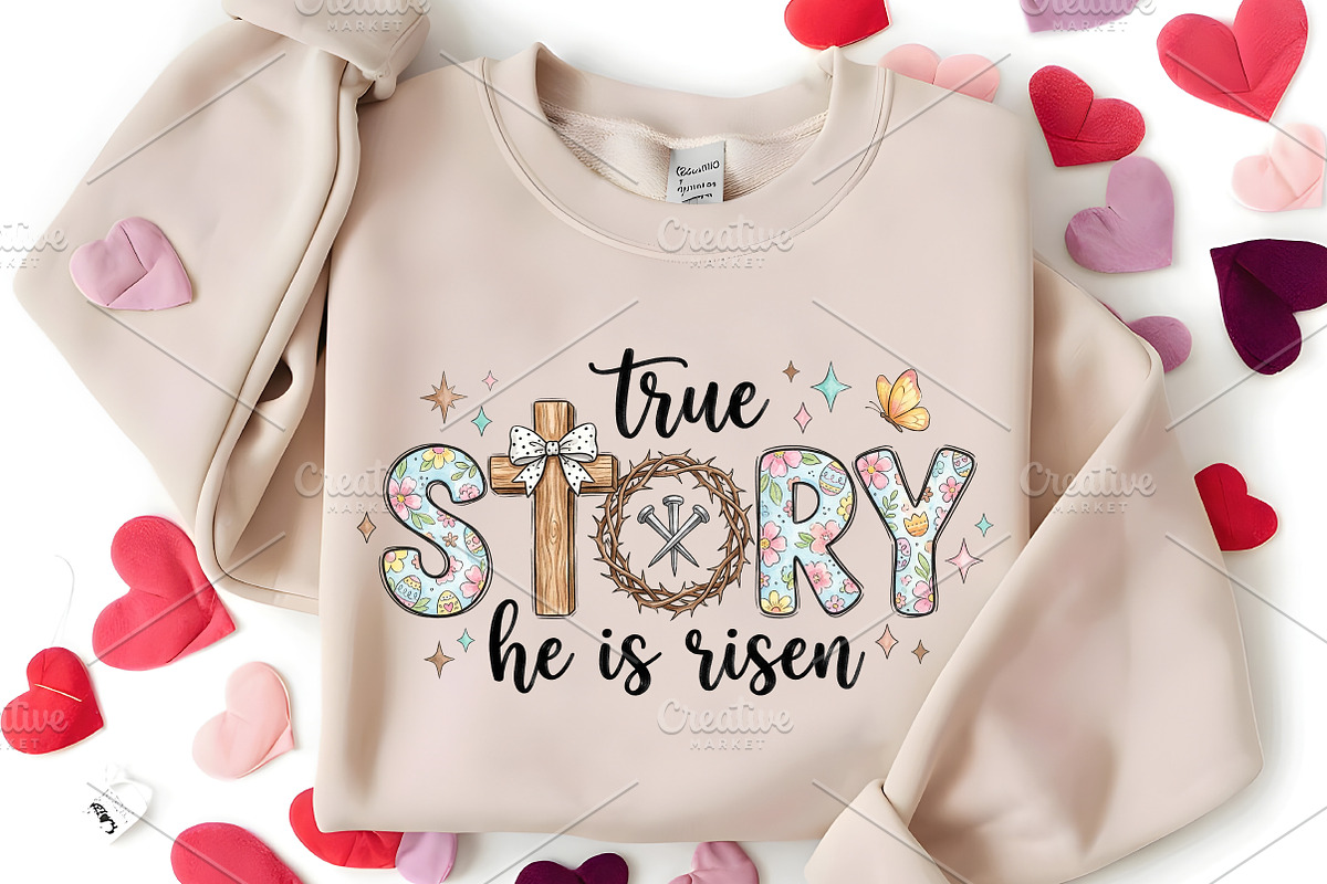 Retro True Story He Is Risen PNG, an Illustration by Canvas Craft (Photo 5 of 7)