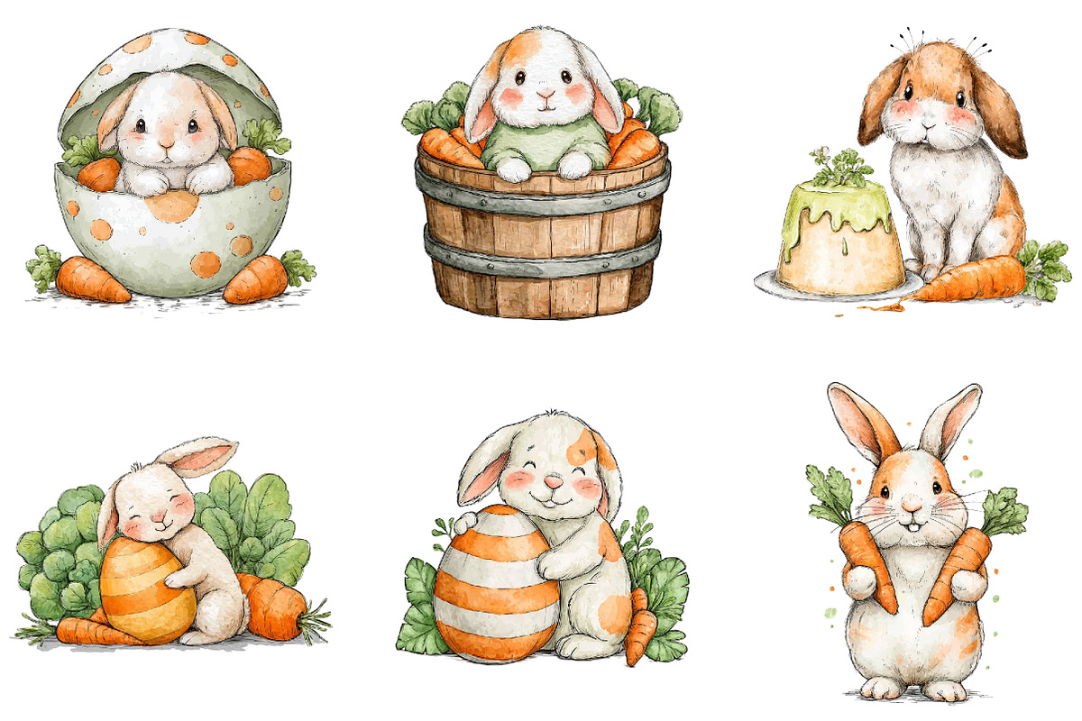 Watercolor Easter Bunny Clipart, an Illustration by Sublimation Artist (Photo 3 of 7)