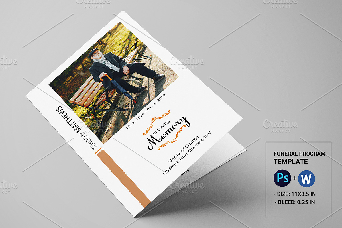 Funeral Program Template V35, a Brochure Template by retrographix (Photo 1 of 4)