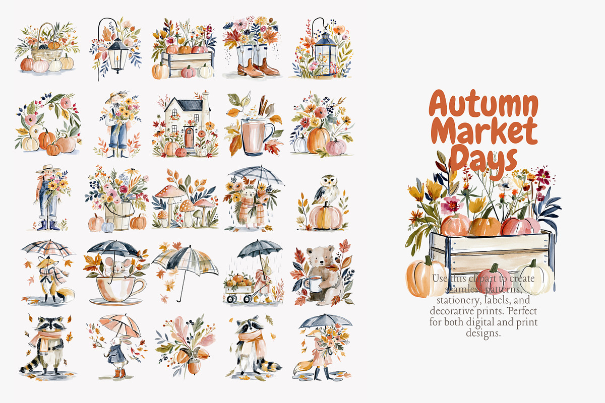 autumn harvest clipart set, a Decorative Illustration by Patishop Art (Photo 8 of 10)