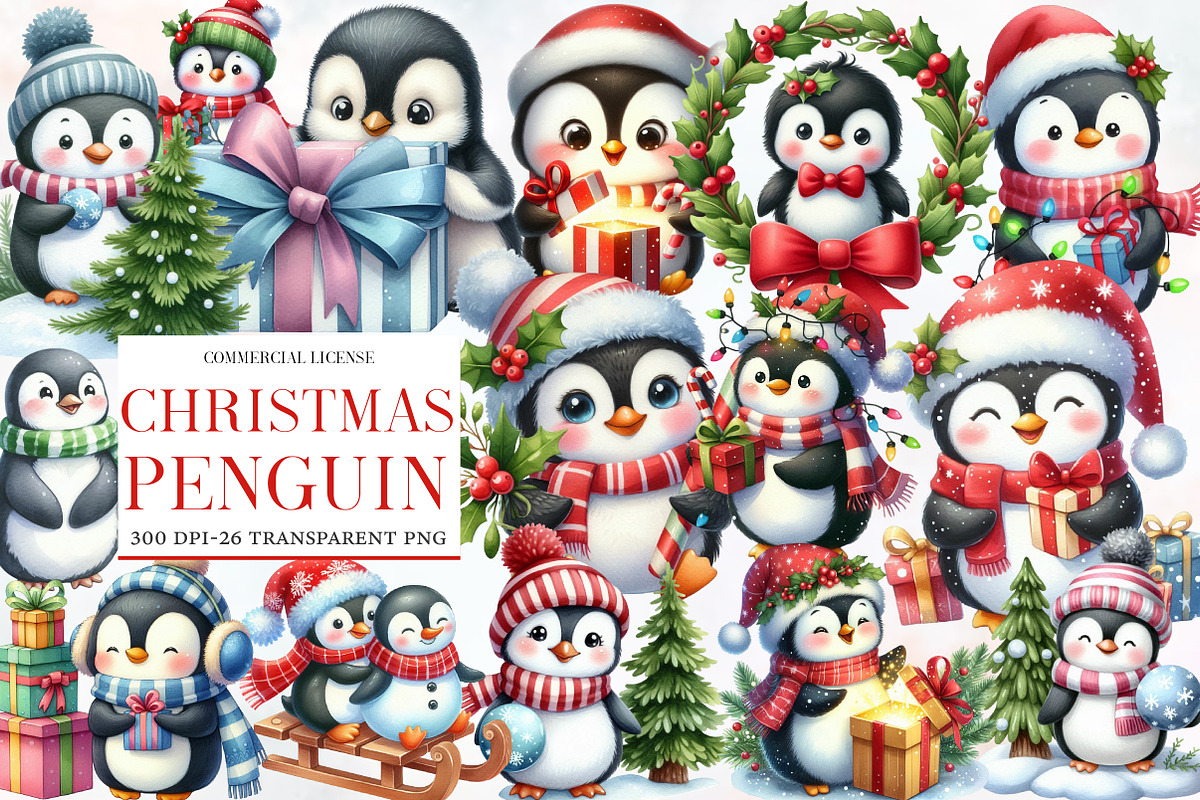 Christmas Penguin clipart, an Illustration by Designworld (Photo 1 of 6)