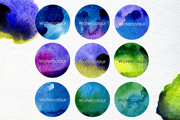 9 Watercolour Blots With 2 Texture
