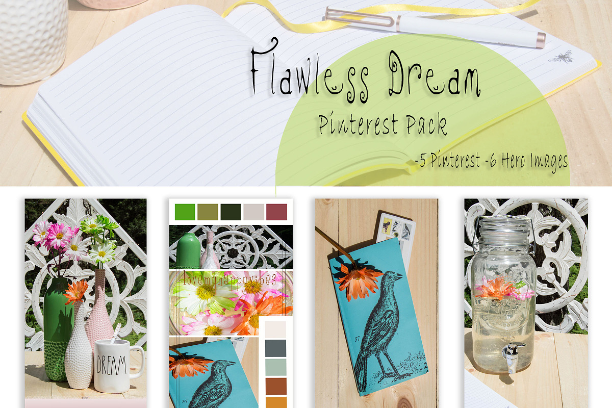 Flawless Dream Pinterest Pack, a Social Media Template by lovemyHappyVibes (Photo 1 of 6)
