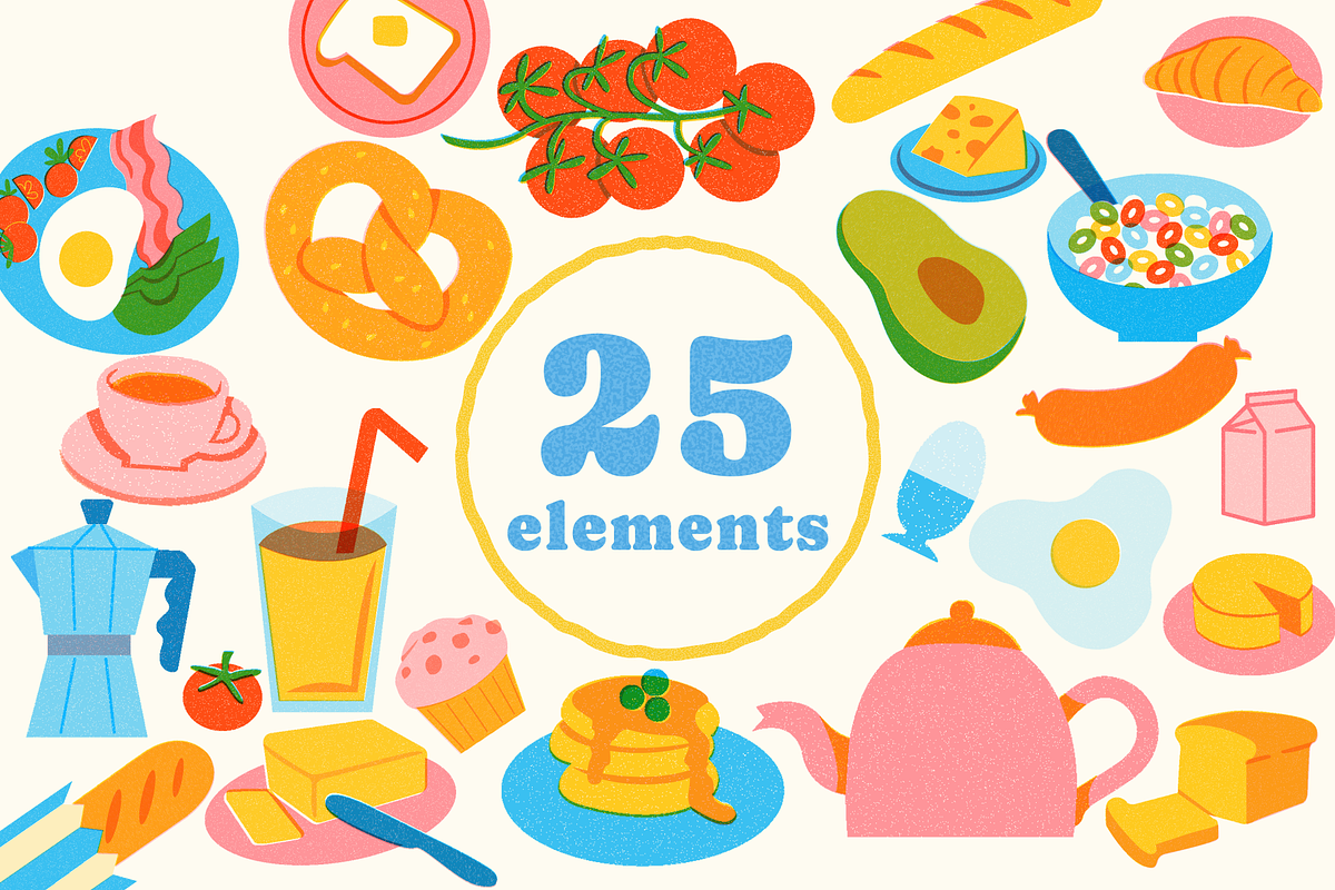 Breakfast Illustrations Collection, a Food Illustration by selintahtakilic (Photo 3 of 9)
